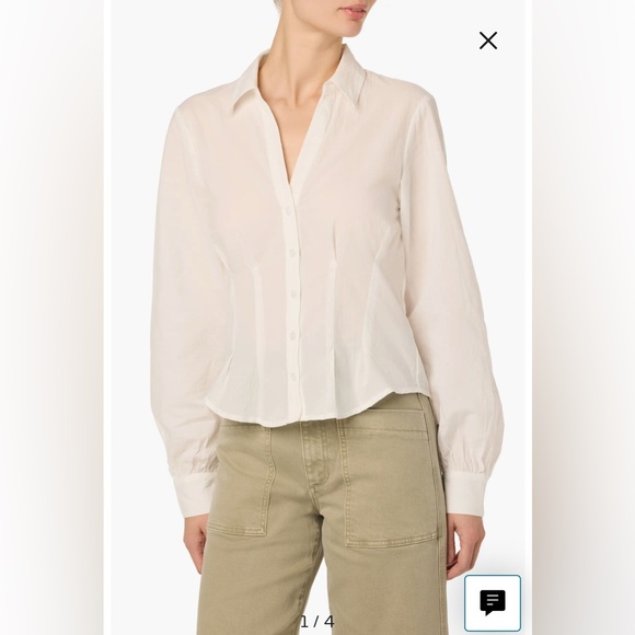 Joe's Jeans Tops - NWT- Joe’s Pleated Long Sleeve Button-Up Shirt, White, XS